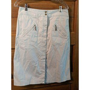 CJ Banks Christopher Khaki Tan Skirt Size 8 Modest Womens Stretch Zipper